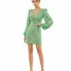 Ieena For Mac Duggal Sequined Structured Bishop Sleeve Mini Dress Wedding Guest