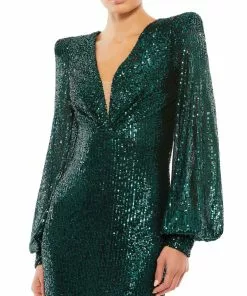 Ieena For Mac Duggal Sequined Structured Bishop Sleeve Midi Dress Shop For
