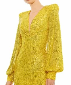 Ieena For Mac Duggal Sequined Structured Bishop Sleeve Midi Dress Shop For