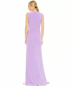 Mac Duggal Shop For Draped Side Knot Jersey Gown W/ Rhinestone Ring