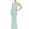 Ieena For Mac Duggal Sequined High Neck Flutter Sleeve Gown Shop For