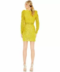 Mac Duggal Sequined Shoulder Pad Cocktail Dress Shop For