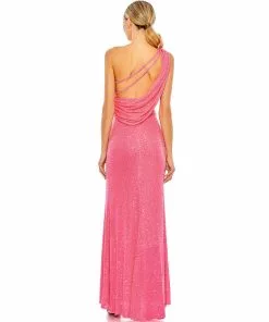 Ieena For Mac Duggal Sequined One Shoulder Draped Back Gown Shop For 13 Ieena For Mac Duggal Sequined One Shoulder Draped Back Gown Shop For