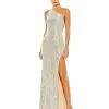Ieena For Mac Duggal Sequined One Shoulder Draped Back Gown Shop For