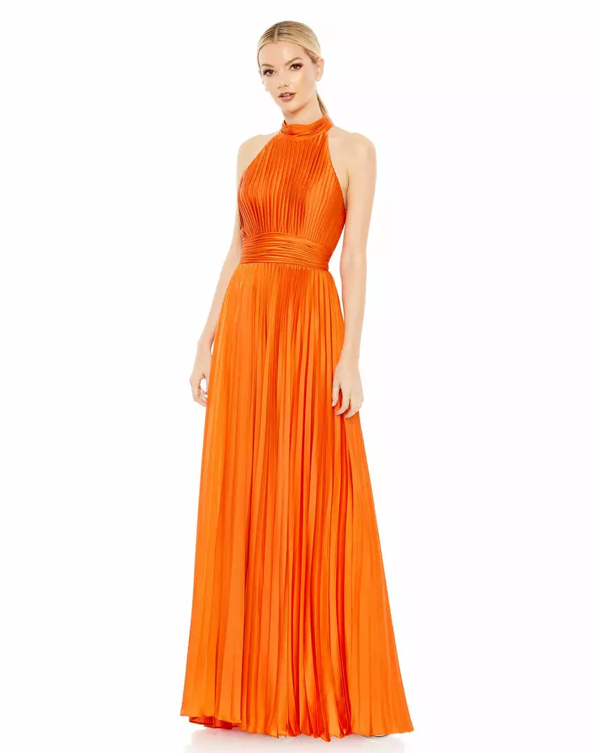 Mac Duggal Pleated Sleeveless Halter Gown 1 Mac Duggal Pleated Sleeveless Halter Gown