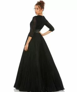 Ieena For Mac Duggal Shop For Shimmering Pleated A-Line 3/4 Sleeve Gown