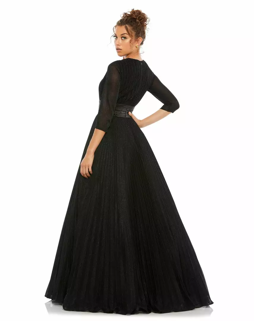 Ieena For Mac Duggal Shop For Shimmering Pleated A-Line 3/4 Sleeve Gown 2 Ieena For Mac Duggal Shop For Shimmering Pleated A-Line 3/4 Sleeve Gown