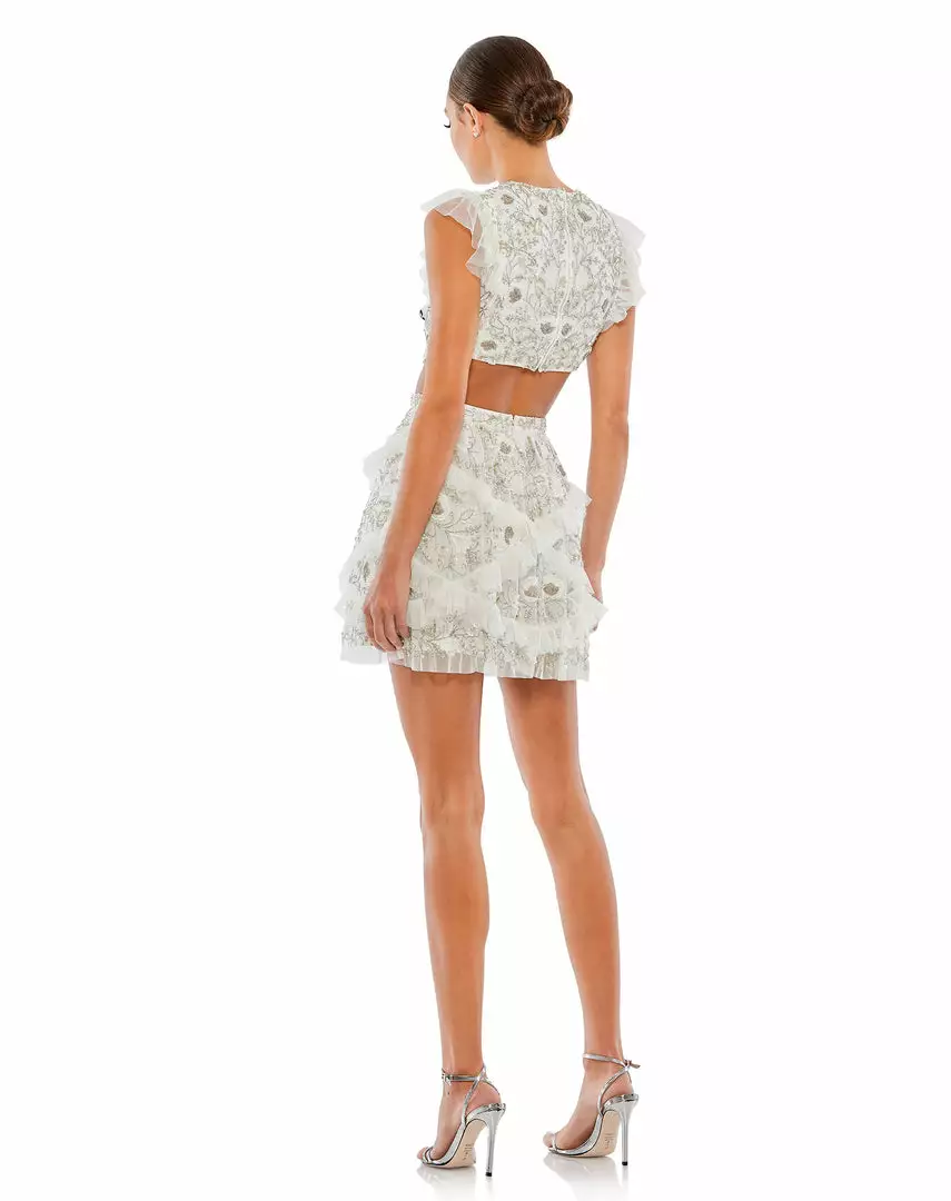 Mac Duggal Embellished Jewel Neck Tulle Ruffle Mini Dress 2 Mac Duggal Embellished Jewel Neck Tulle Ruffle Mini Dress