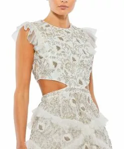 Mac Duggal Embellished Jewel Neck Tulle Ruffle Mini Dress 9 Mac Duggal Embellished Jewel Neck Tulle Ruffle Mini Dress