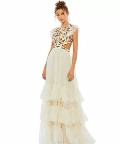 Mac Duggal Shop For Embroidered Bodice Cap Sleeve Ruffle Tiered Gown 9 Mac Duggal Shop For Embroidered Bodice Cap Sleeve Ruffle Tiered Gown