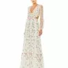 Mac Duggal Shop For Embroidered Frill Long Illusion Sleeve Gown