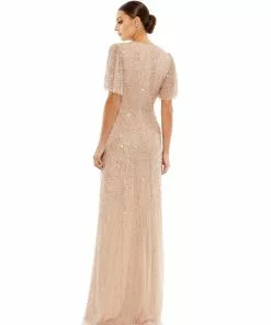 Mac Duggal Bridesmaid Dresses Embellished Flutter Sleeve Gown