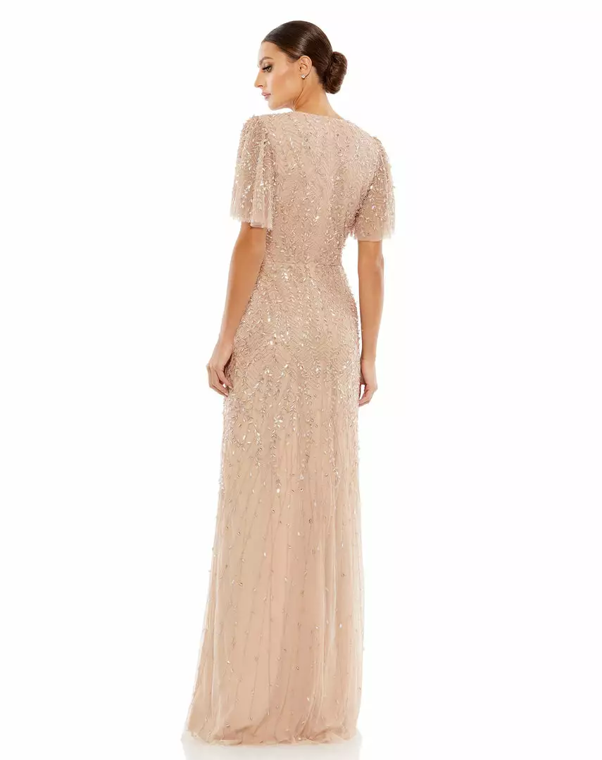 Mac Duggal Bridesmaid Dresses Embellished Flutter Sleeve Gown 2 Mac Duggal Bridesmaid Dresses Embellished Flutter Sleeve Gown