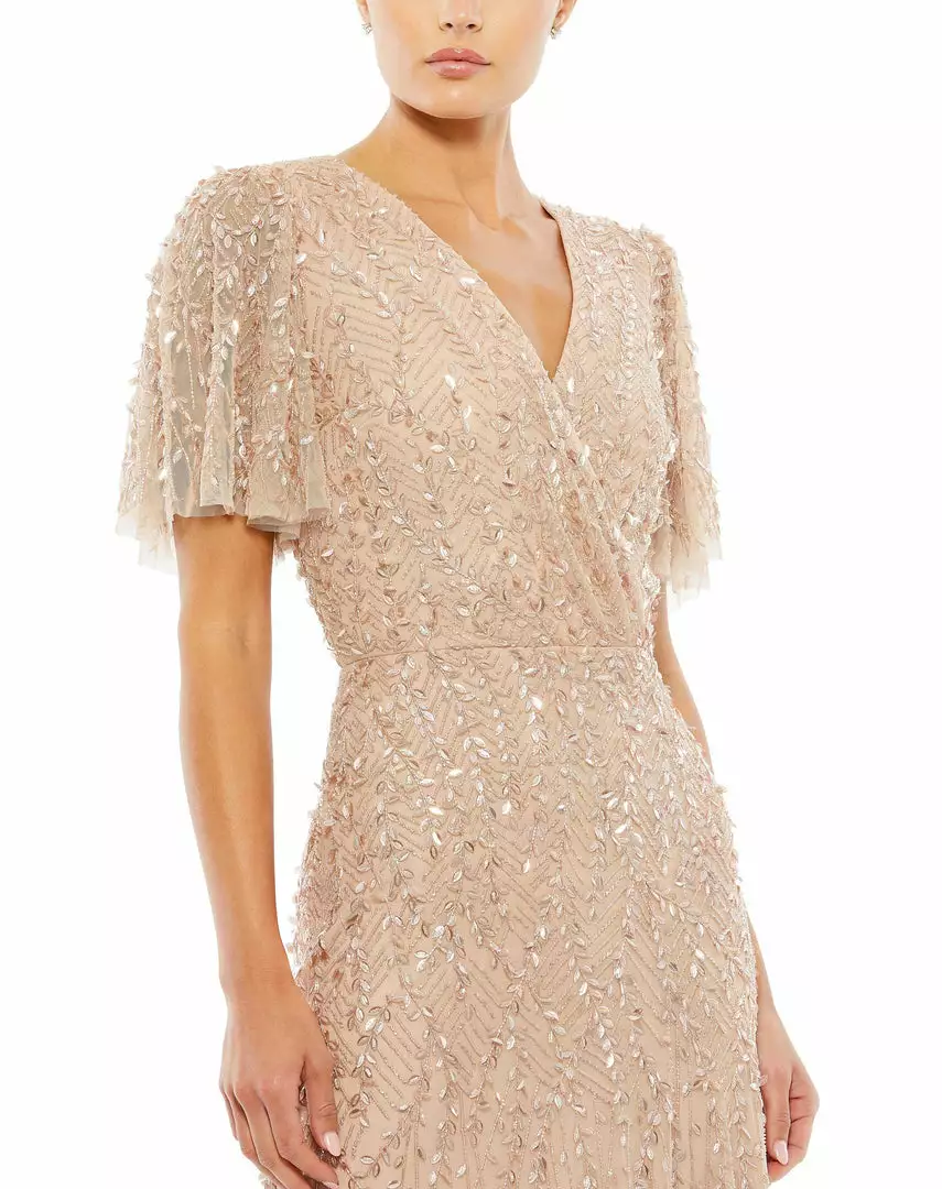 Mac Duggal Bridesmaid Dresses Embellished Flutter Sleeve Gown 4 Mac Duggal Bridesmaid Dresses Embellished Flutter Sleeve Gown