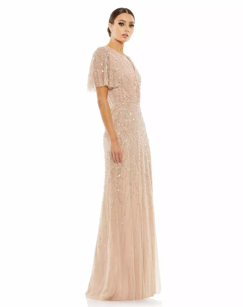 Mac Duggal Bridesmaid Dresses Embellished Flutter Sleeve Gown 3 Mac Duggal Bridesmaid Dresses Embellished Flutter Sleeve Gown