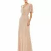 Mac Duggal Bridesmaid Dresses Embellished Flutter Sleeve Gown