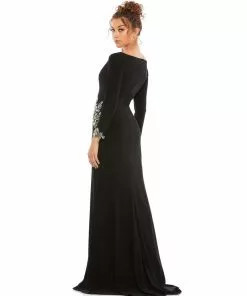 Ieena For Mac Duggal Shop For Floral Embellished Faux Wrap Jersey Gown