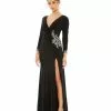 Ieena For Mac Duggal Shop For Floral Embellished Faux Wrap Jersey Gown