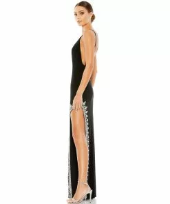 Mac Duggal Rhinestone Encrusted Side Slit Cami Bodycon Gown Shop For