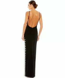 Mac Duggal Rhinestone Encrusted Side Slit Cami Bodycon Gown Shop For