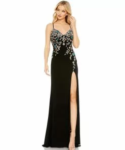 Mac Duggal Shop For Multi Color Beaded Floral Cami Gown
