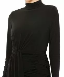 Ieena For Mac Duggal Shop For Jersey High Neck Asymmetrical Draped High Low Dress