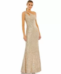 Ieena For Mac Duggal Bridesmaid Dresses Sequined Strappy One Shoulder Column Gown 9 Ieena For Mac Duggal Bridesmaid Dresses Sequined Strappy One Shoulder Column Gown