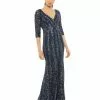 Mac Duggal Three-Quarter Sleeve Embellished Gown Shop For