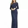 Mac Duggal Long Sleeve Embellished Gown
