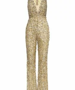 Mac Duggal Jumpsuits & Rompers Gold Embellished Jumpsuit | Sample | Sz. 4