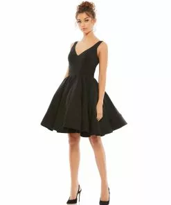 Ieena For Mac Duggal Short Dresses V-Neck Sleeveless A-Line Dress