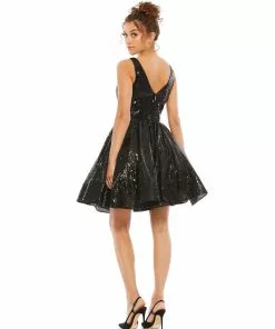 Ieena For Mac Duggal Short Dresses V-Neck Sleeveless A-Line Dress