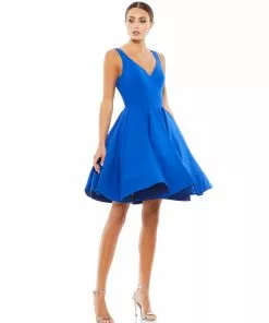 Ieena For Mac Duggal Short Dresses V-Neck Sleeveless A-Line Dress