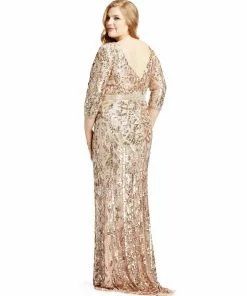 Mac Duggal Mother Of The Bride + Groom Dresses Vintage Blush Sequined Evening Gown (Plus)