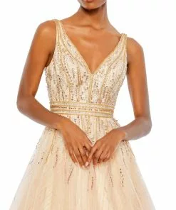 Mac Duggal Jewel Encrusted Tulle Ball Gown