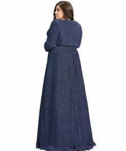 Mac Duggal Midnight Shimmering V-Neck Evening Gown (Plus) Shop For