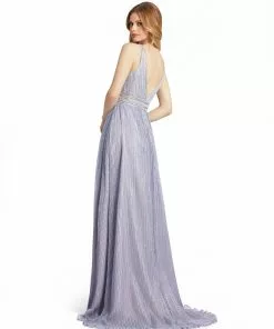 Ieena For Mac Duggal Metallic Infused V Neck Sleeveless Gown Shop For