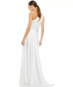 Mac Duggal One Shoulder Cutout Charmeuse Gown