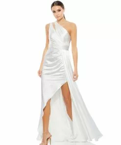 Mac Duggal One Shoulder Cutout Charmeuse Gown
