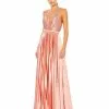 Ieena For Mac Duggal Plunge Neck Pleated Evening Gown Shop For