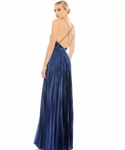 Ieena For Mac Duggal Plunge Neck Pleated Evening Gown Shop For