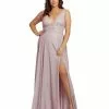 Mac Duggal Plus Size Orchid Glitter V-Neck Evening Gown | Final Sale