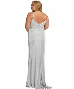 Mac Duggal Wrap Over Glitter Evening Gown | Final Sale Plus Size