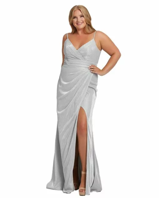 Mac Duggal Wrap Over Glitter Evening Gown | Final Sale Plus Size