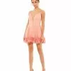 Ieena For Mac Duggal Iridescent Chiffon Ruffle Hemm Mini Dress Short Dresses
