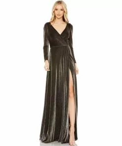 Ieena For Mac Duggal Shop For Metallic Jersey Surplice Gown 8 Ieena For Mac Duggal Shop For Metallic Jersey Surplice Gown