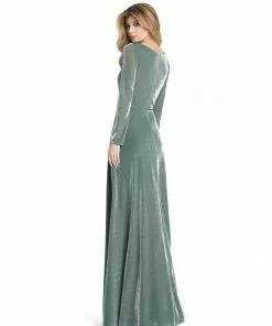 Ieena For Mac Duggal Shop For Metallic Jersey Surplice Gown