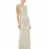 Mac Duggal Shop For Embellished Beaded Fringe Cap Sleeve Gown