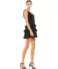 Ieena For Mac Duggal Pleated Tiered Ruffle Mini Dress Short Dresses