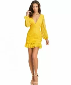 Ieena For Mac Duggal Full Body Ruched Mini Dress